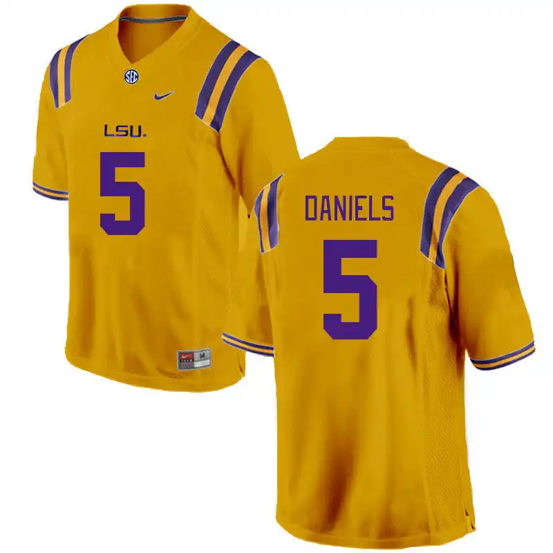 Men's LSU Tigers Jayden Daniels #5 Gold NCAA Football Jersey